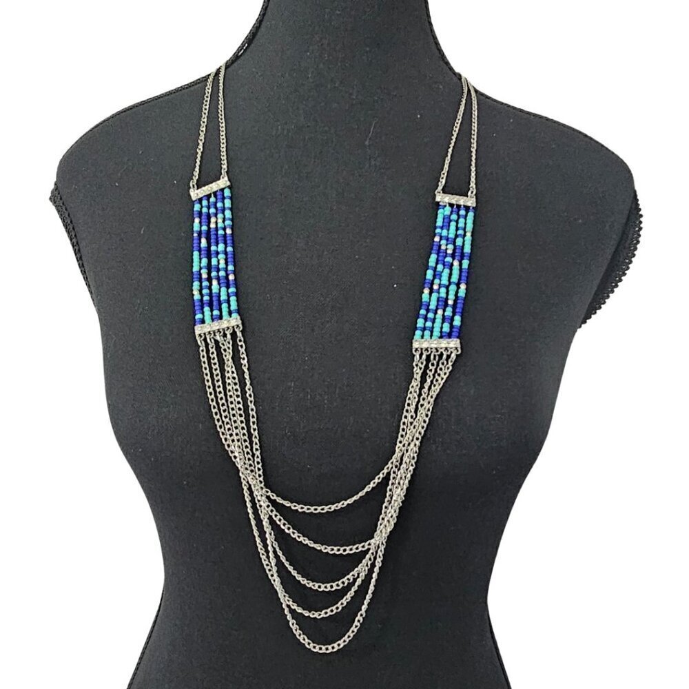 Reitmans Woman's Beaded Necklace | Long 16" Silver